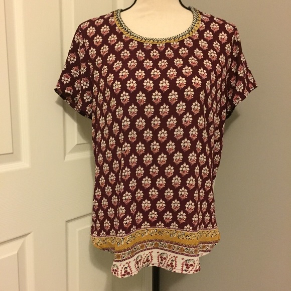 REWIND Short Sleeve Patterned Bohemian Tunic Top - Picture 1 of 5